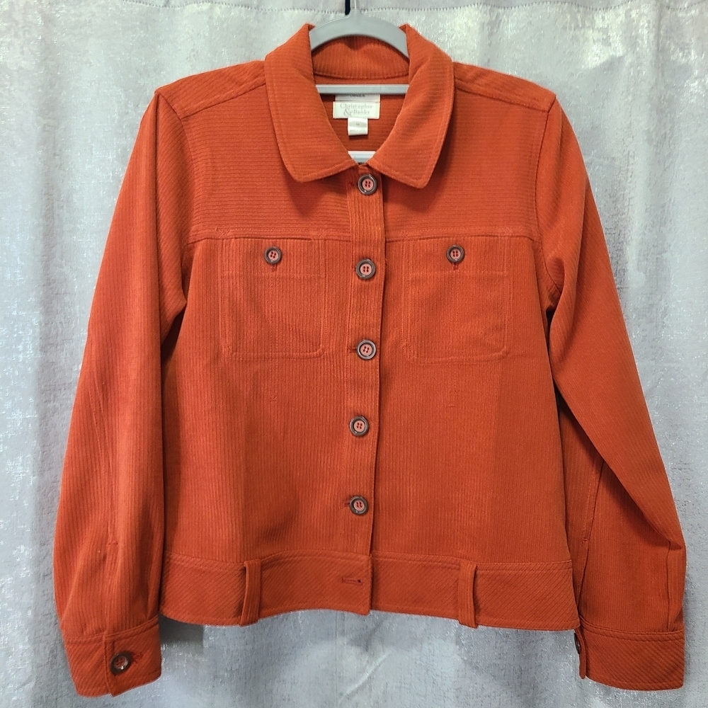 Christopher & Banks Rust Corduroy Jean Jacket Womens Large